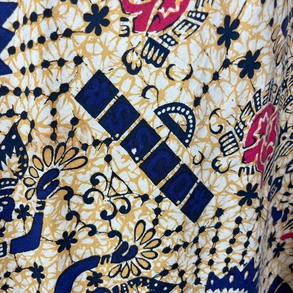 Vintage 100% Cotton Yellow African Egyptian Traditional Printed Wrap Skirt - Picture 7 of 8